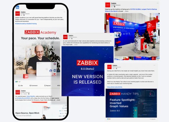 Follow us on social media and join the Zabbix community
