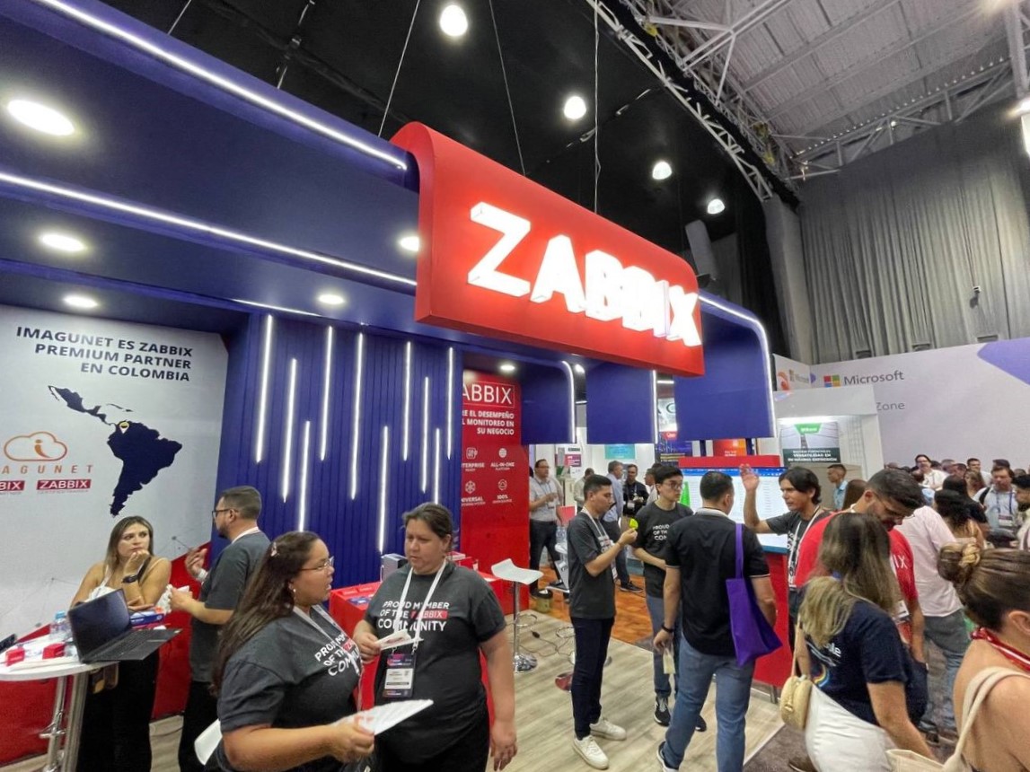 El stand de Zabbix e Imagunet en ANDICOM 2023.