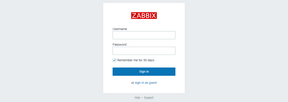 Zabbix login screen